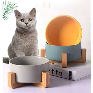 Comedero O Bebedero Ceramica Y Madera