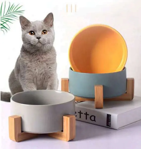 Comedero O Bebedero Ceramica Y Madera