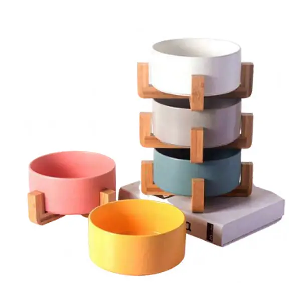 Comedero O Bebedero Ceramica Y Madera